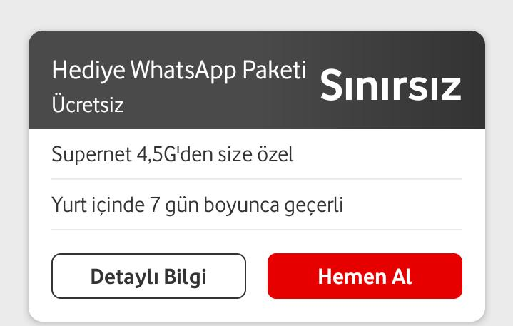 [ÜCRETSİZ] Vodafone 1 Hafta Sınırsız Whatsap