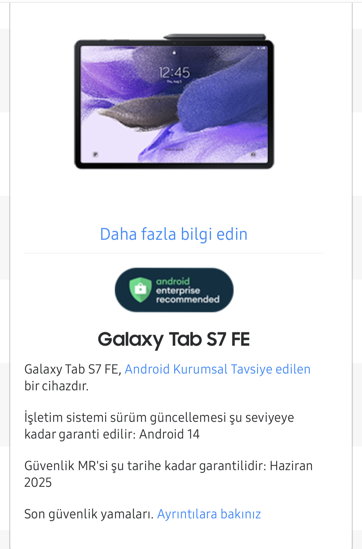 ⓘ SAMSUNG GALAXY TAB S7 Serisi ANA KONU