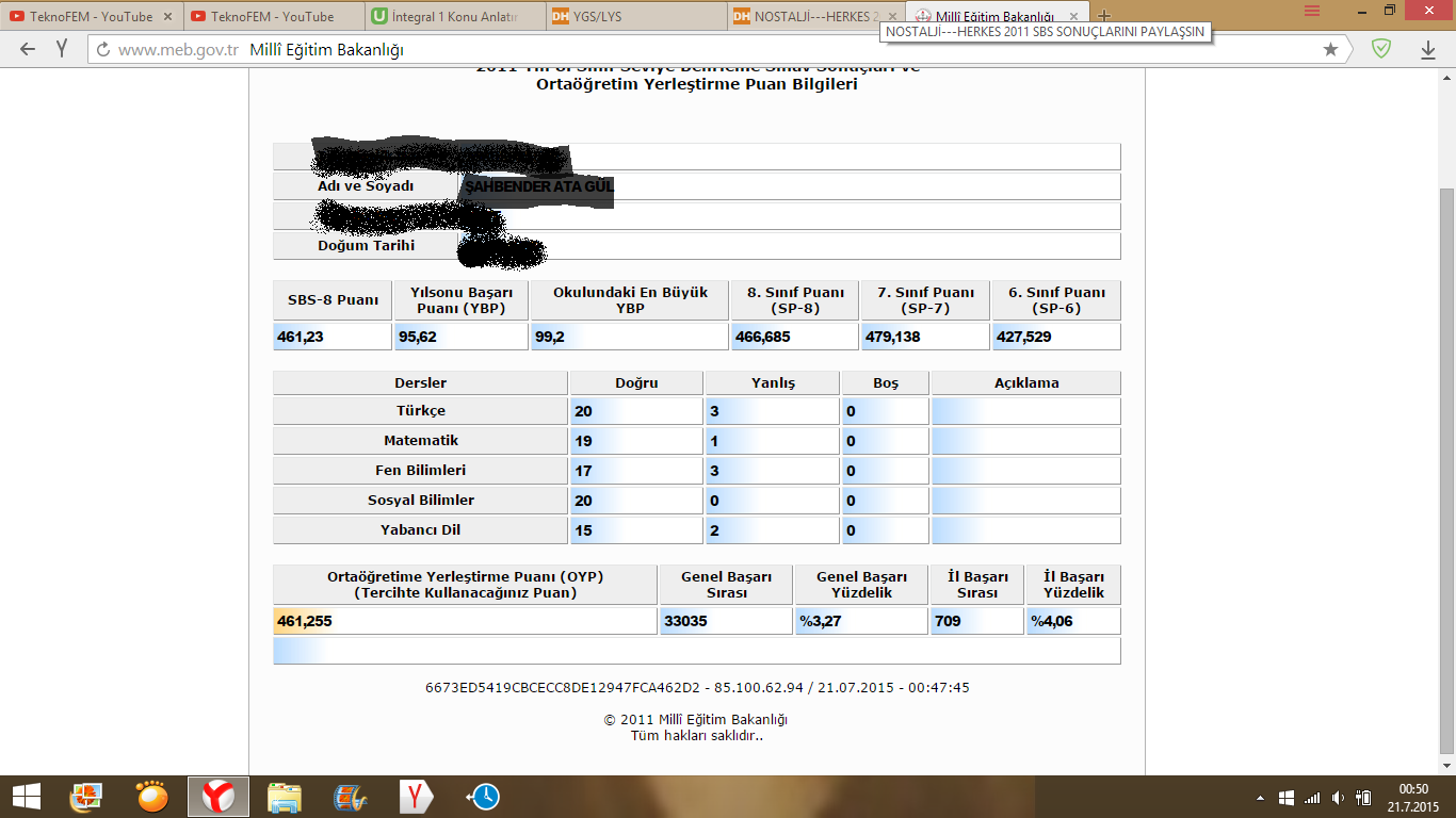  NOSTALJİ---HERKES 2011 SBS SONUÇLARINI PAYLAŞSIN