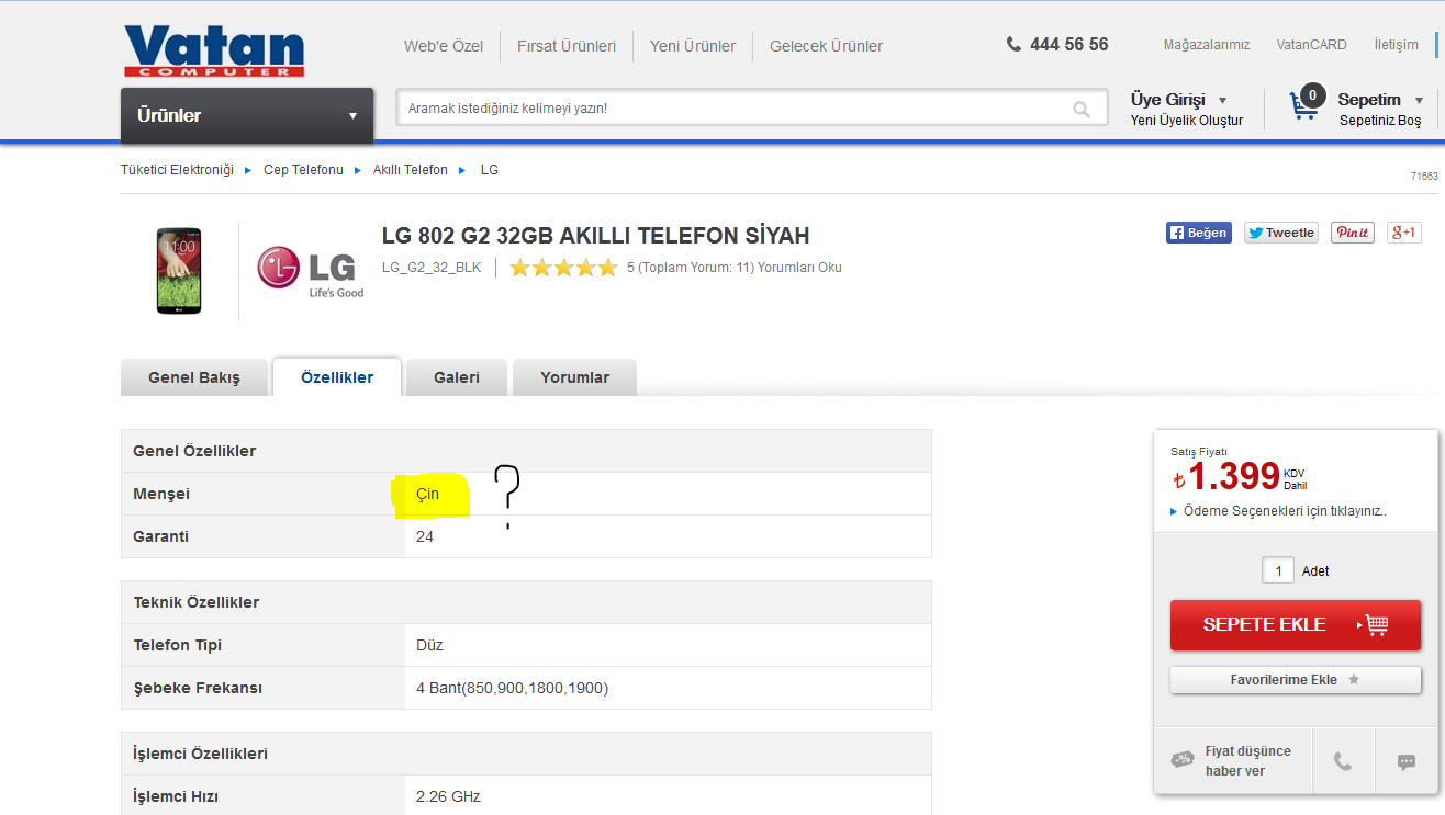  VATAN daki LG çin malı mı ?