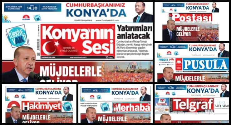 Hayaldi gerçek oldu: Konya’da yerel gazeteler aynı ilk sayfayla çıktı!