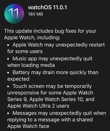 Apple Watch'ların pil sorununa odaklanan watchOS 11.0.1 güncellemesi yayınlandı