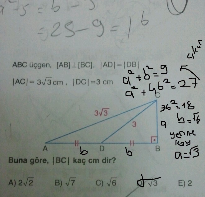  Baş Belası 13 Dik Üçgen ve Öklid Sorusu