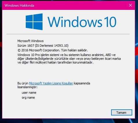  Windows 10 Yıldönümü Güncellemesi