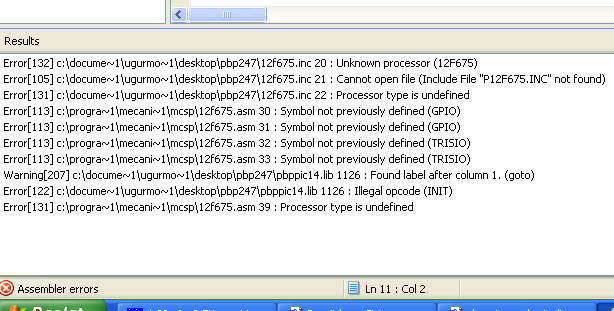  pbp microcode studio da 12f675 hatası