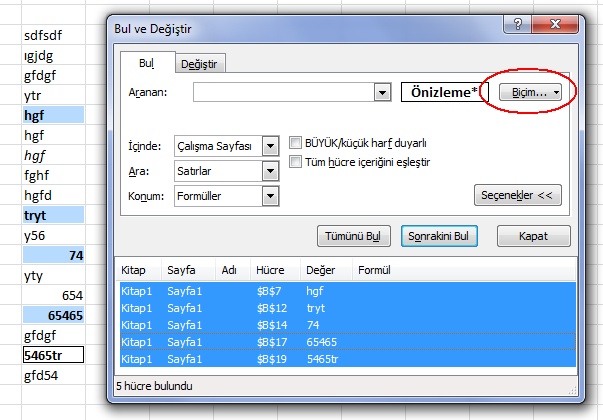  excelde seçim çok acil :/