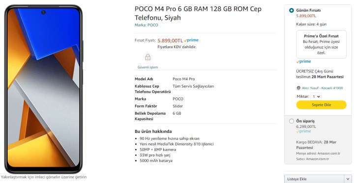 POCO M4 Pro, 400 TL indirimle Amazon'da ön siparişe açıldı