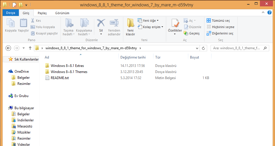  Windows 7 için Windows 8 Teması