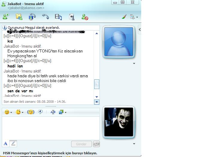  >>> MSN ROBOTU KÜFÜRBAZ ÇIKTI AMA KANKA OLDUK :D SS'Lİ