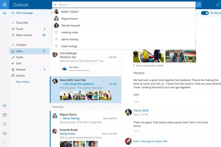 Outlook.com'un yeni tasarımı kullanıma açıldı