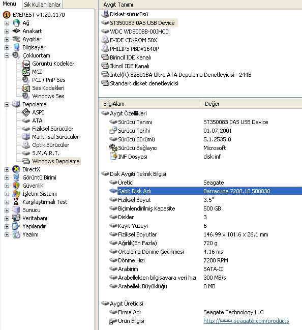  Lacie - 500GB USB Harici Harddisk 165 YTL!!!