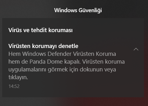 Windows Defender Virüs ve Tehdit Koruması Uyarısı