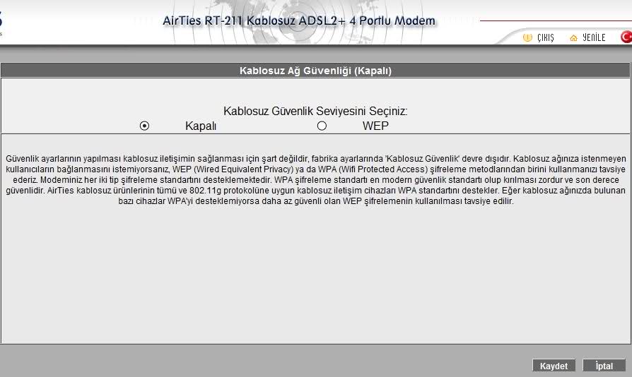  Kablosuz modemi Access Point yada kablosuz adaptör olarak kullanma (AIRTIES RT205 ve benzerleri)