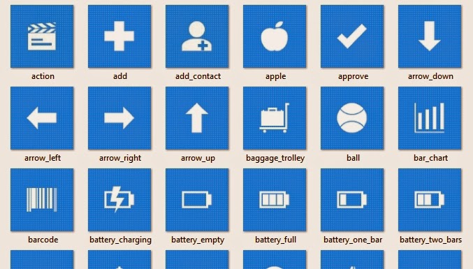  6 farklı boyutta mavi ikonlar