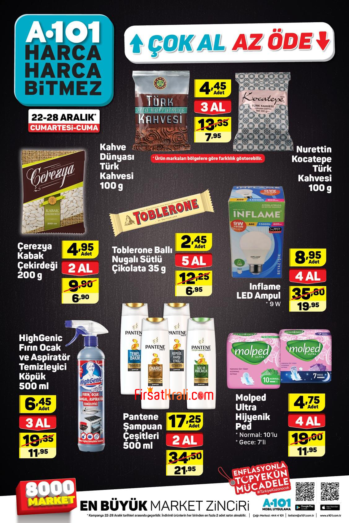 A101 Haftanın Yıldızları-Çok Al Az Öde 22-28 Aralık-Jacobs-Durex-Yoğurt 