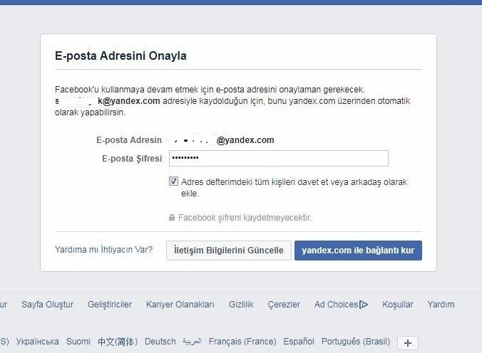 facebook onay maili gelmiyor