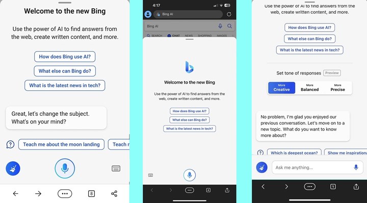Microsoft, yapay zeka destekli yeni Bing’in mobil sürümünü yayınladı