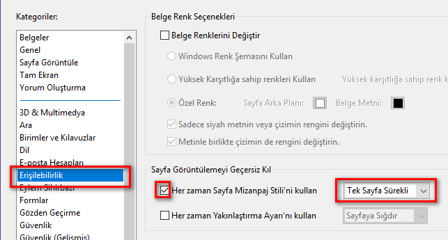 Adobe reader Sayfa Görüntüsü Kaydırma