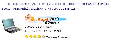  -_-En Çok Satılan Dizüstü Bilgisayarlar (bazı internet mağazalarında)-_-