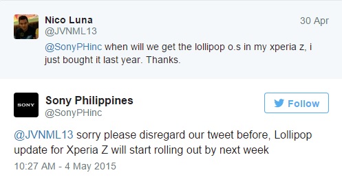 Sony Xperia Z için Lollipop güncellemesi önümüzdeki hafta başlıyor