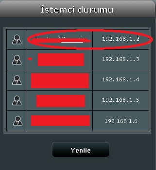  ASUS DSL - N14U : Port Yönlendirme ve İstemci Listesi Hatası