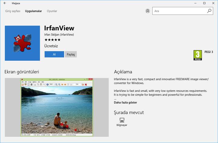 Efsane resim görüntüleyici IrfanView artık Windows Mağazası'nda