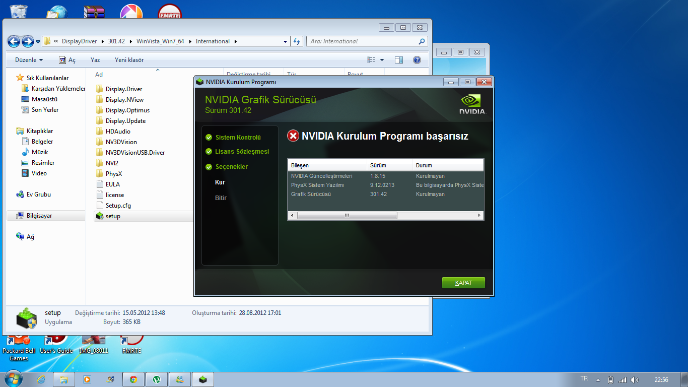  Ekran kartı set up-update sorun ?