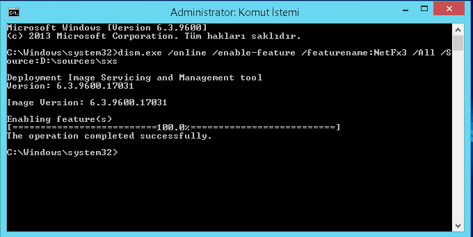  net framework 3.5 i yükleyemiyorum kafaya yicem