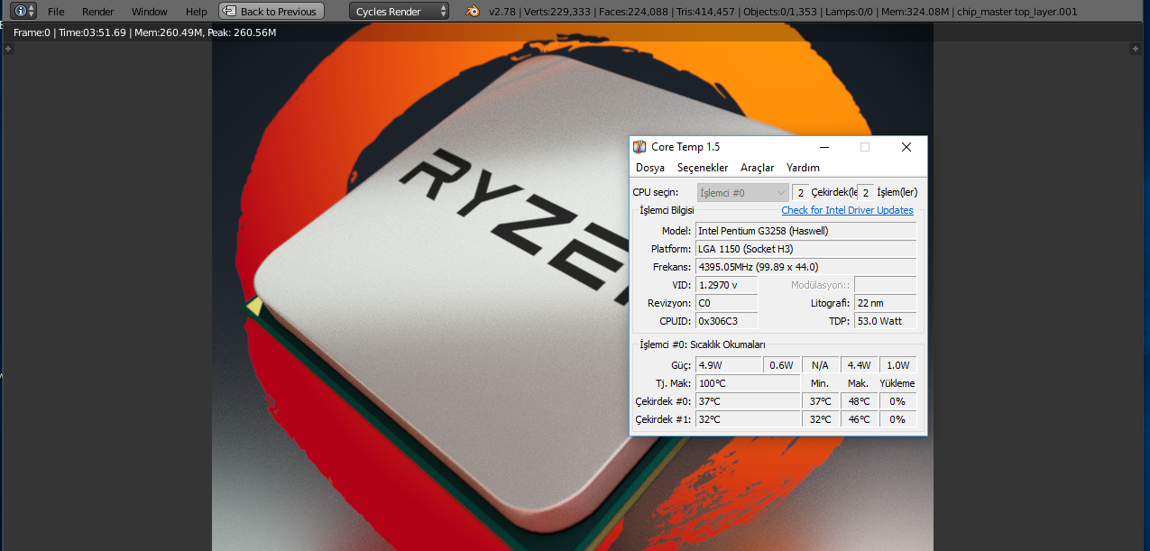 AMD Ryzen vs i7 6900K Blender Test Dosyası Yayınlanmış | Sıralama Güncellenmeyecek!!!