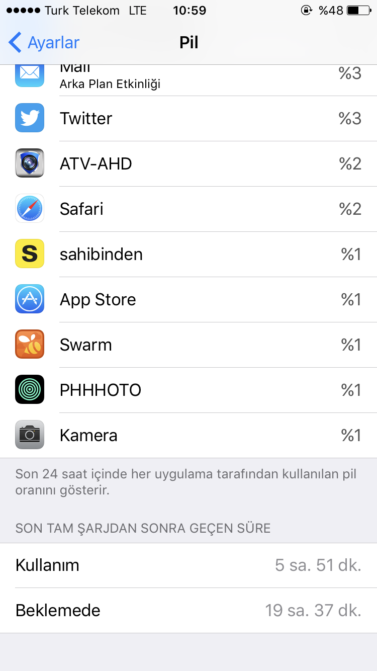 iphone 7 pil kullanim suresi