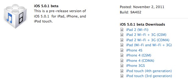iOS 5.0.1 betası geliştiricilere dağıtıldı 