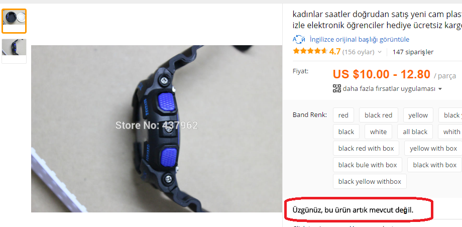  Aliexpress'ten G Shock alıcam yardım (sanal kart)
