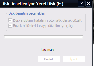  Chkdsk 4. adımda takılıyor.