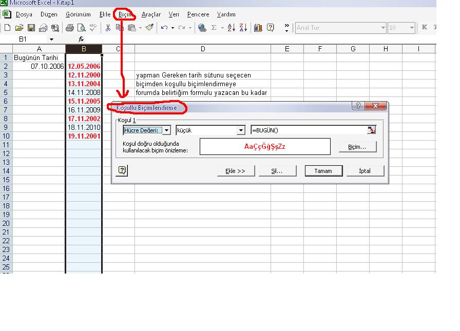  Excelde şöyle formul yapabilecek varmı