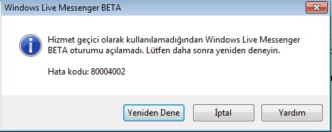  Windows 7de messenger sorunu