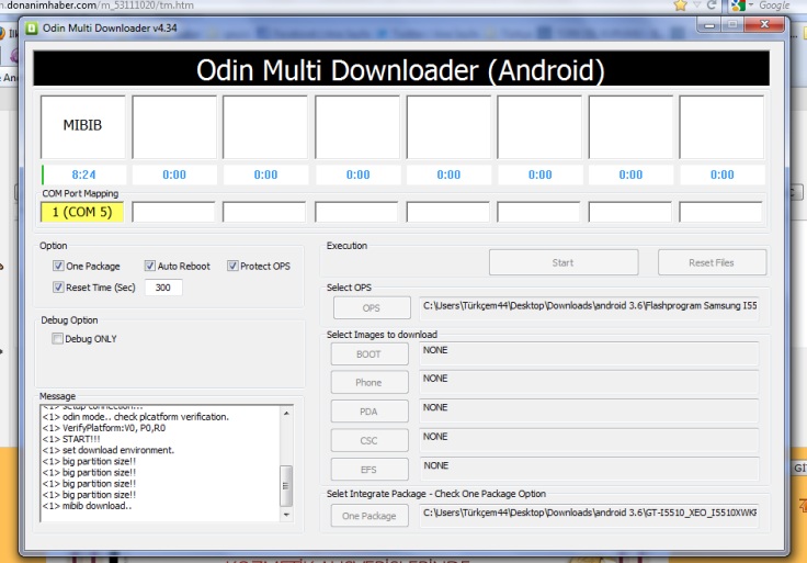  Galaxy i5510 (551) Odin ile Android 2.3.6 ya yükseltme klavuzu
