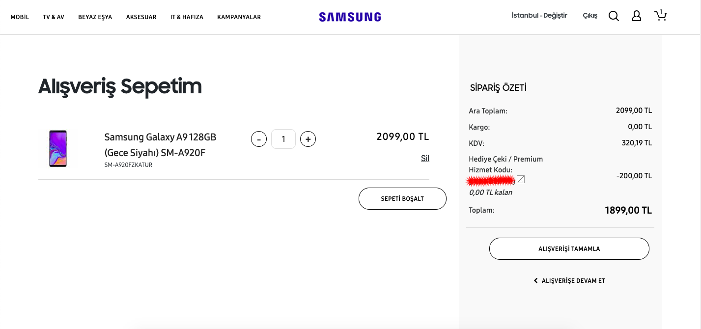 Samsung'da 200 TL Hediye Çeki Fırsatı (SICAKTAN YANIYOR)