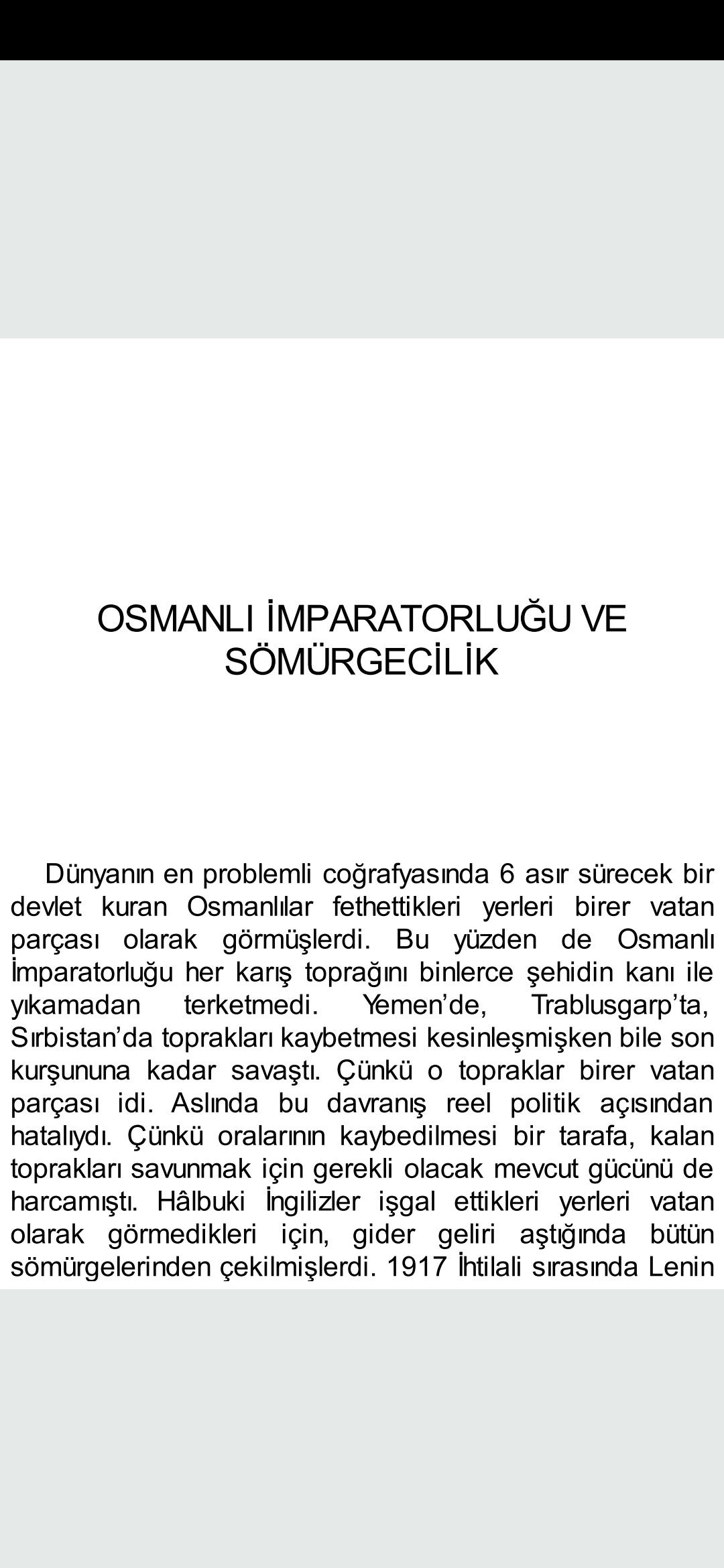 Osmanlı İmparatorluğu ve Sömürgecilik