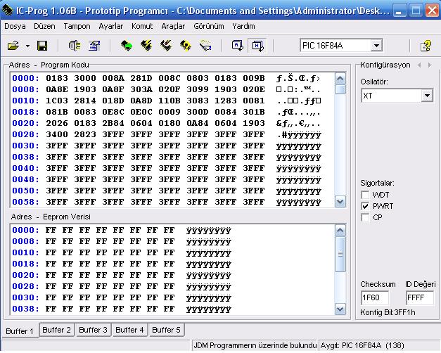  PİC16F84A sağlamlık kontrolü