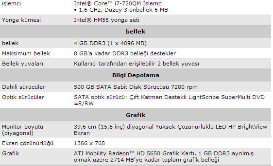  HP DV6-3104ET - i7 - 4 GB Ram - 500 GB HDD - Ati 5650 1 GB