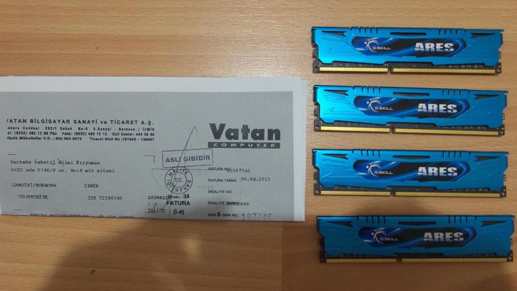 SATILMIŞTIR GSKILL ARES 4X4 QUAD KANAL 16 GB DDR3 RAM FATURALI