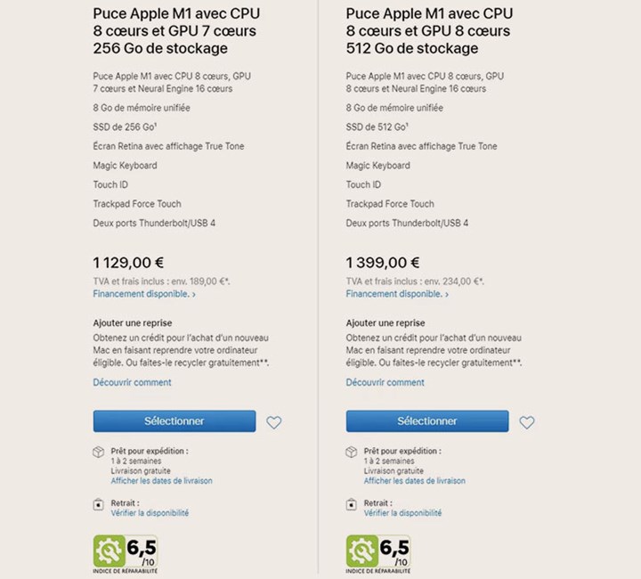 Apple artık Fransa'da, iPhone ve MacBook'ların tamir edilebilirlik derecelerini belirtiyor