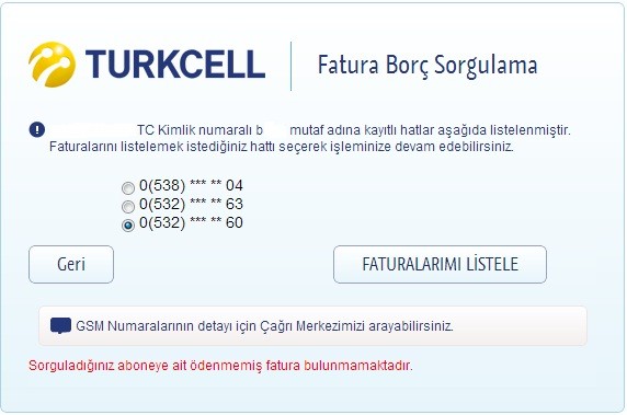  Adınıza Kayıtlı Turkcell Hatları TC ile Buradan Öğrenebilirsiniz (FATURALI)