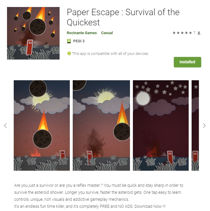 İlk mobil oyunum "Paper Escape"