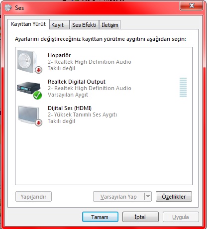  Windows 7 Realtek Ses Kartı Sorunu Hk.