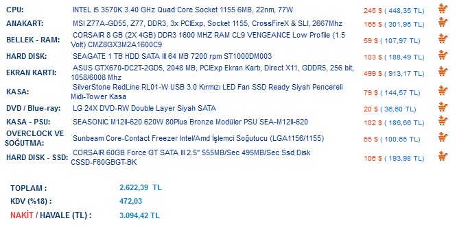  3000 TL (KASA+MONITOR) Oyuncu PCsi