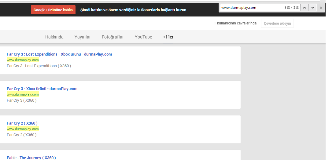  DurmaPlay +1000 Google+1 sınırını 500 e indirmiştir...