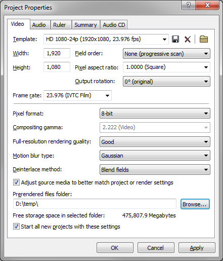 Project properties