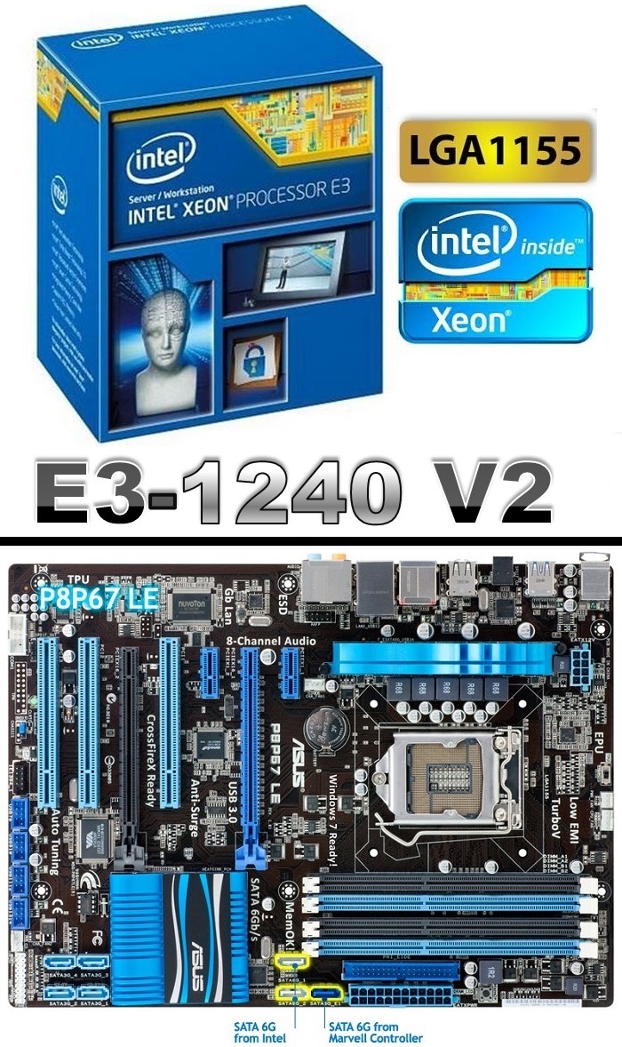  =ASUS P8P67-LE(B3) 1155 ANAKART -vede- XEON (İ7) E3-1240 v2  1155 CPU===480TL
