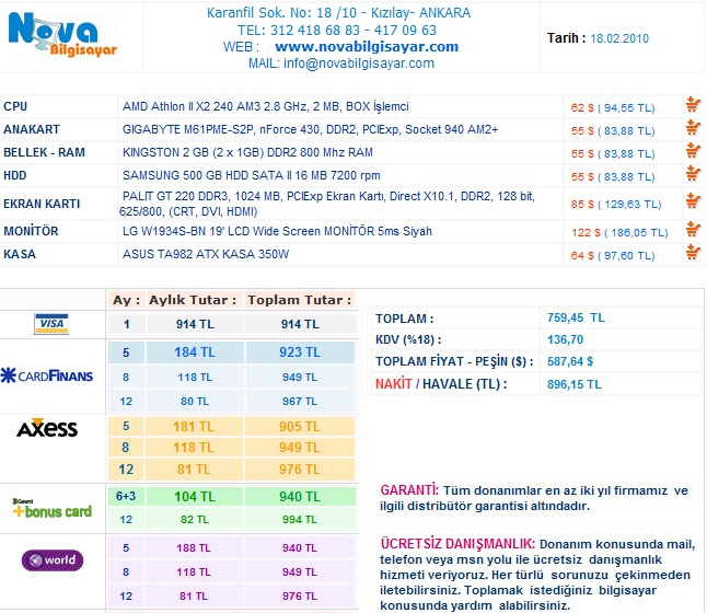  İNTERNET CAFE İÇİN PC TAVSİYESİ